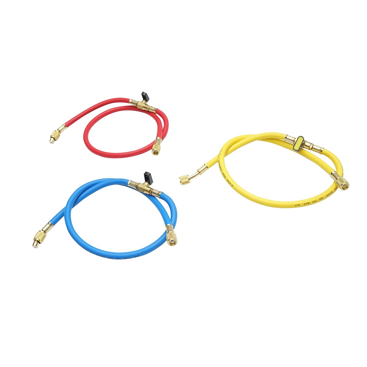 Set furtun cu robinet 90 cm 3 culori pentru incarcare freon R-410a